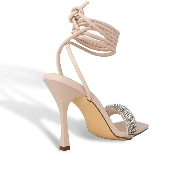 Women's High Heels Destiny Closed Toe Strappy Heels Sexy Rhinestone Ankle Strap - Picture 3 of 4